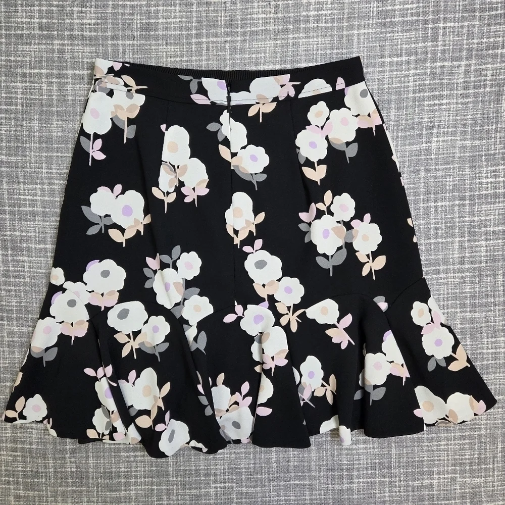KATE SPADE Posy Floral Flounce Skirt Whimsies Black Pink Size 6 W28